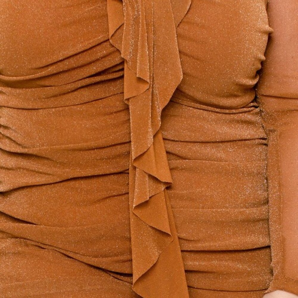 Plus Size Off-Shoulder Ruffle Ruched Mini Dress - Picture 4 of 4